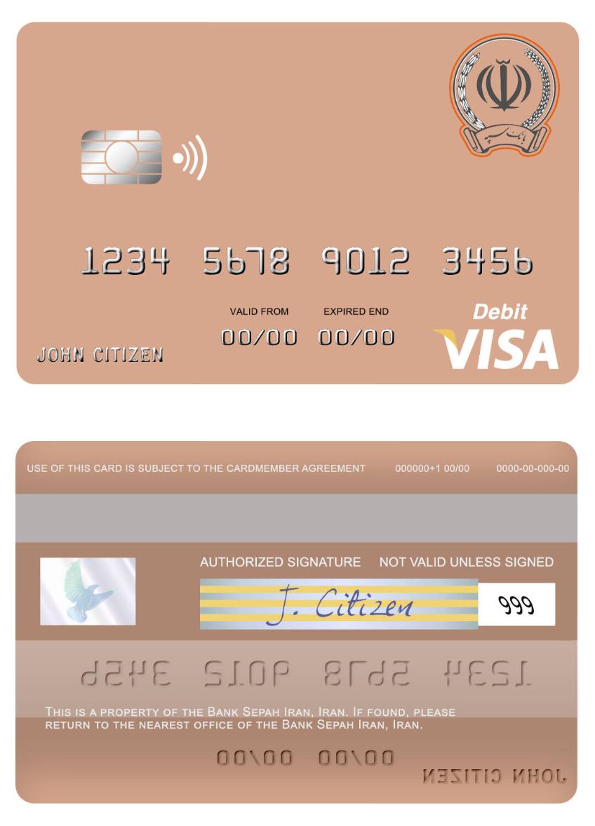 Iran Sepah Bank Iran visa debit card